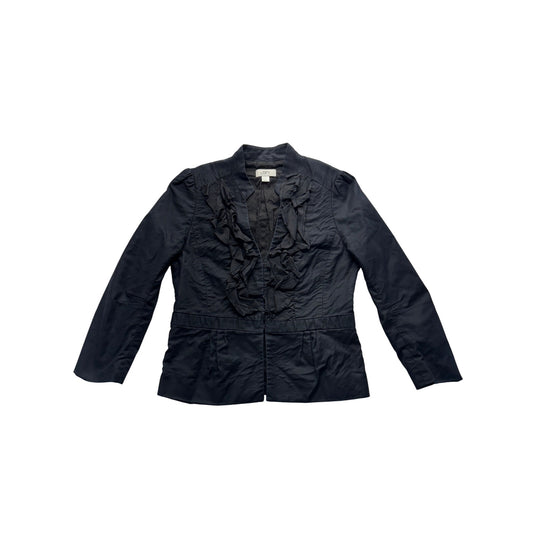 Ann Taylor Loft Black Ruffle Front Blazer Size 4 #7775