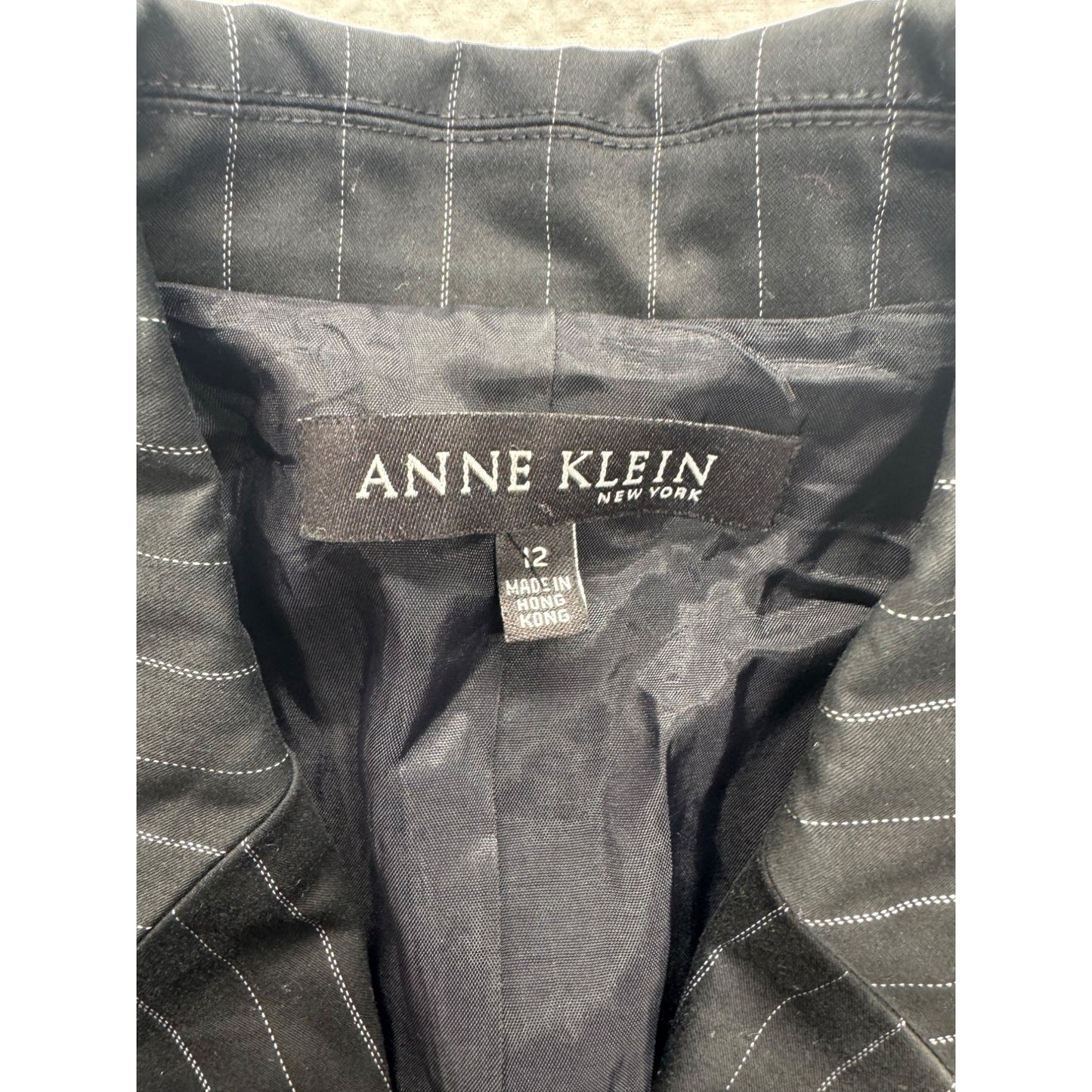 Anne Klein Pinstripe Blazer Size 12 Black & White #7906