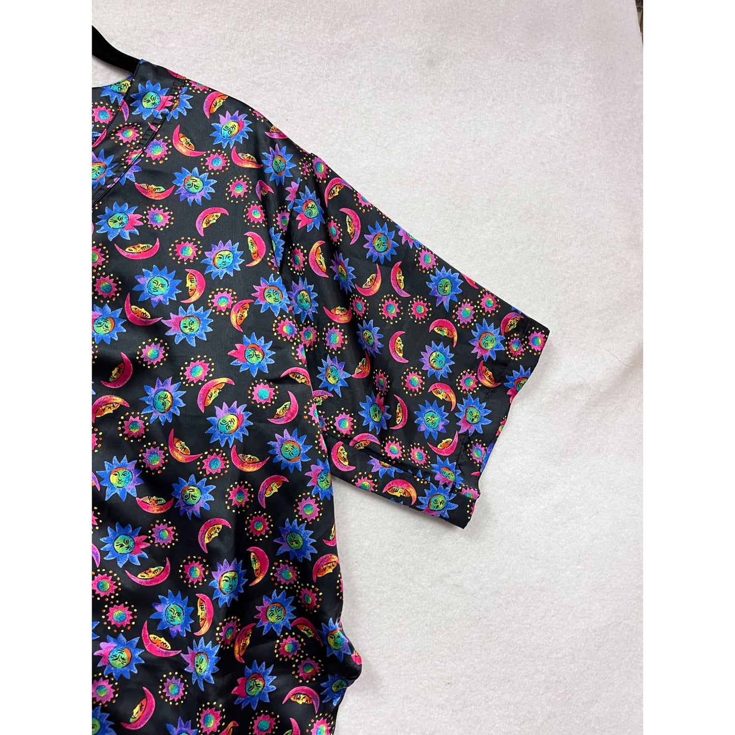 Vintage-Inspired Violets & Roses Blouse S #136A