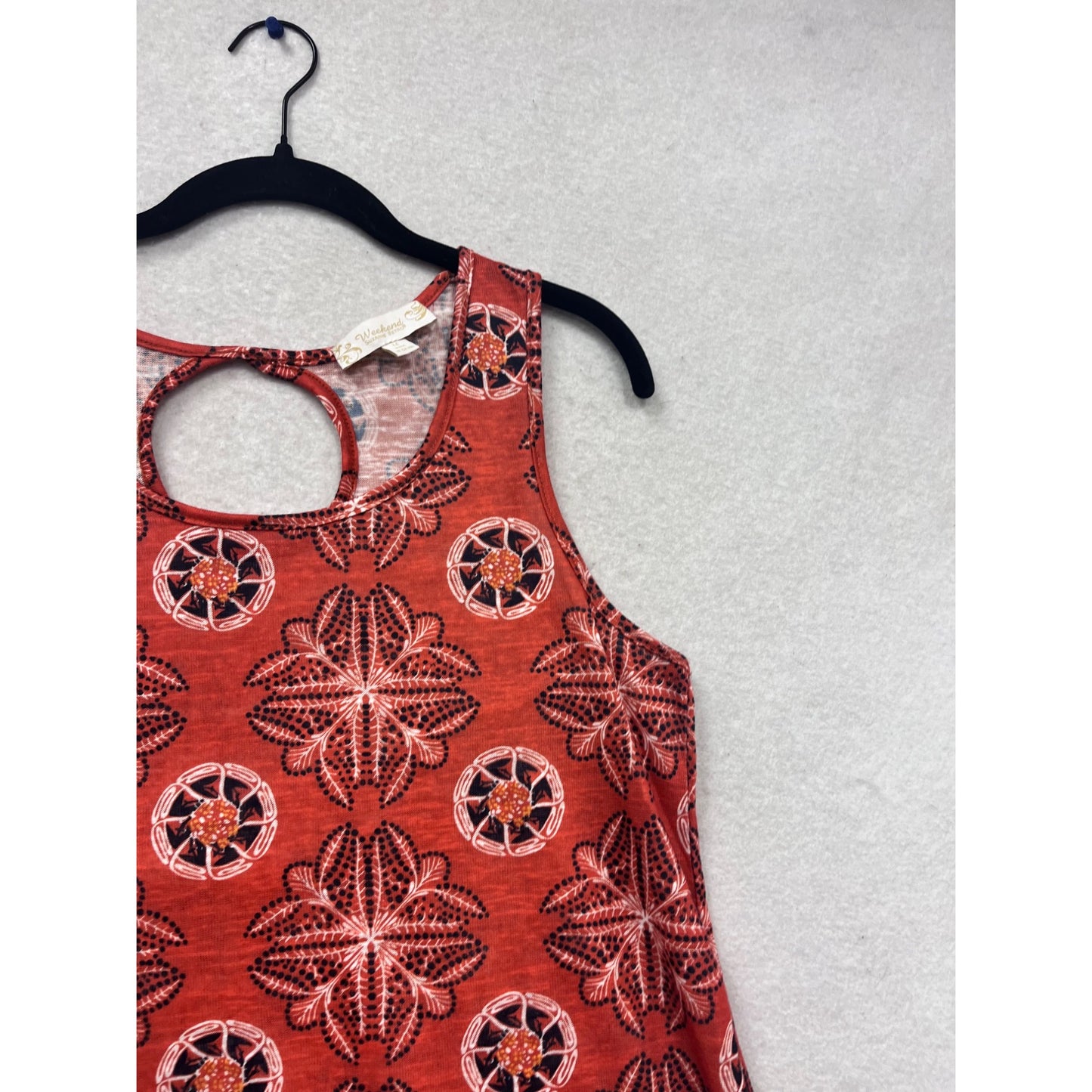 Suzanne Betro Weekend Womens Red & Black Floral Sleeveless Top Size L #546A