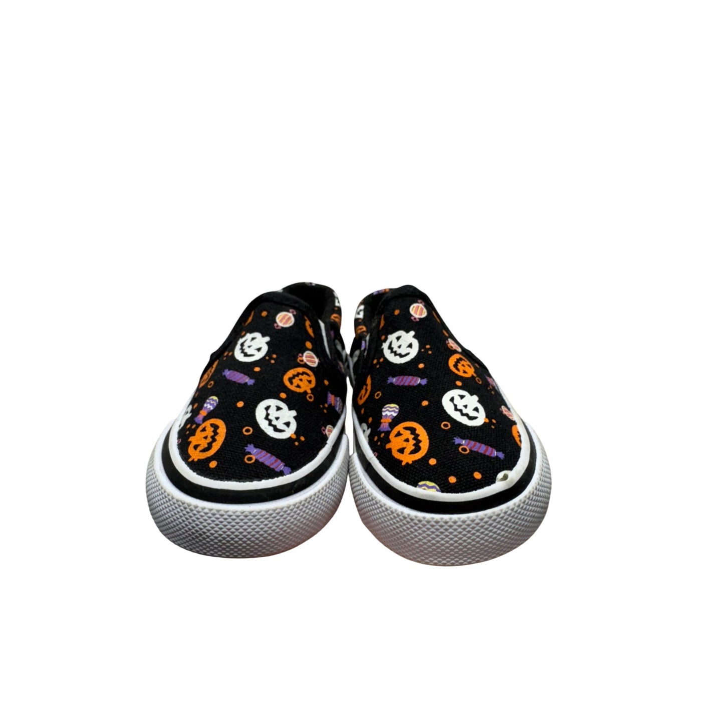 Halloween Slip-On Canvas Shoes With Pumpkin & Candy Print Toddler Size 5 #9862