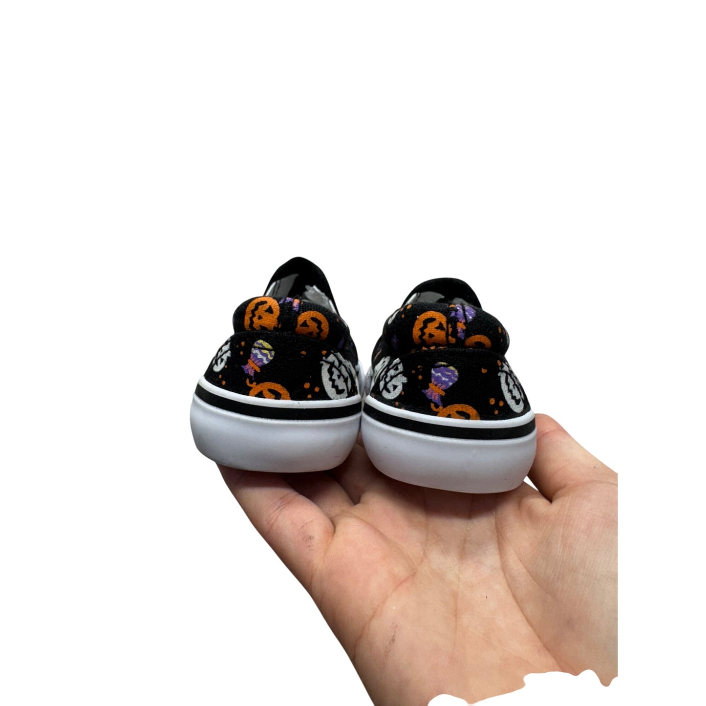 Halloween Slip-On Canvas Shoes With Pumpkin & Candy Print Toddler Size 5 #9862