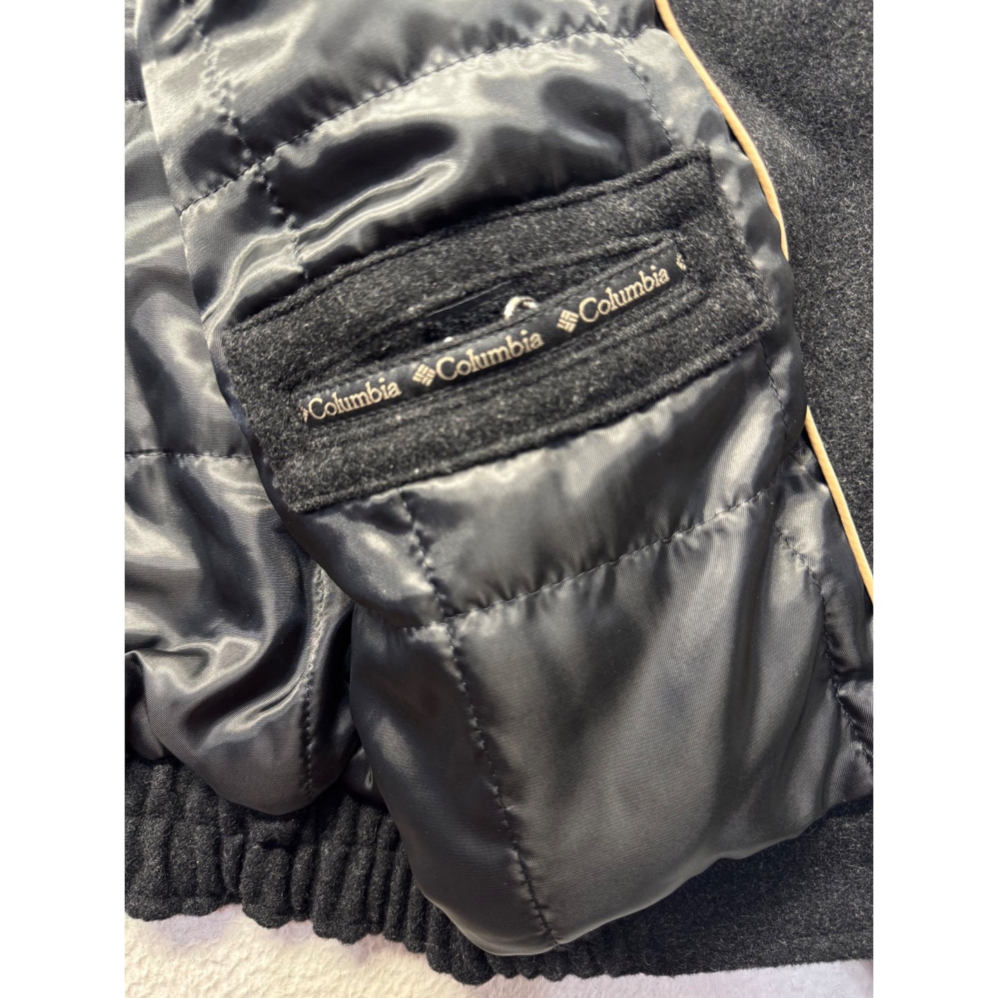 Columbia Wool Blend Bomber Jacket L/G Gray Zipper Front With Pockets #333B