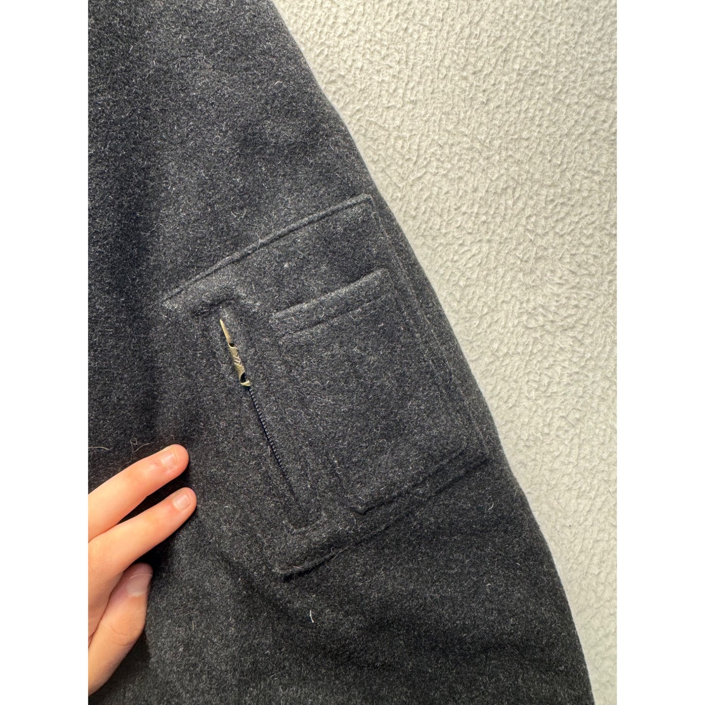 Columbia Wool Blend Bomber Jacket L/G Gray Zipper Front With Pockets #333B