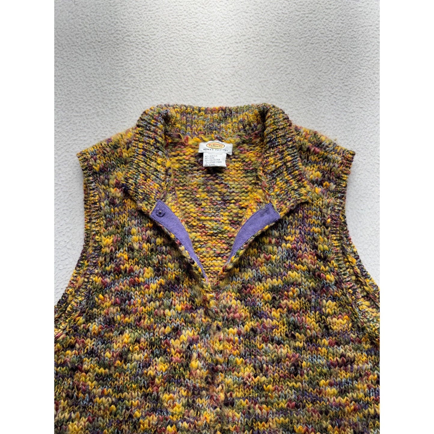 Talbots Petite Multicolor Sleeveless Wool Blend Knit Sweater Vest #9779