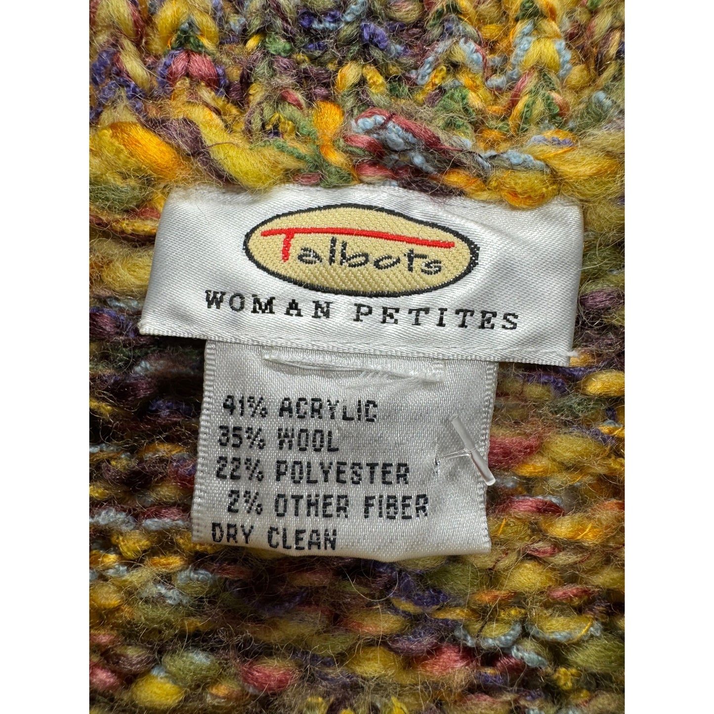 Talbots Petite Multicolor Sleeveless Wool Blend Knit Sweater Vest #9779