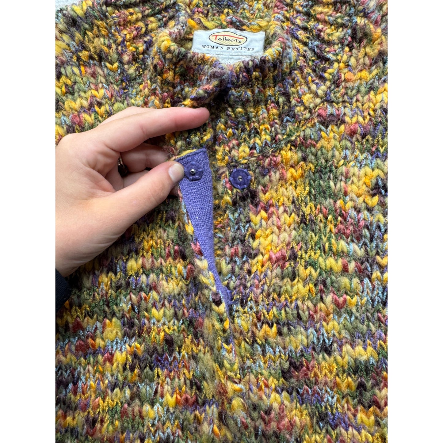 Talbots Petite Multicolor Sleeveless Wool Blend Knit Sweater Vest #9779