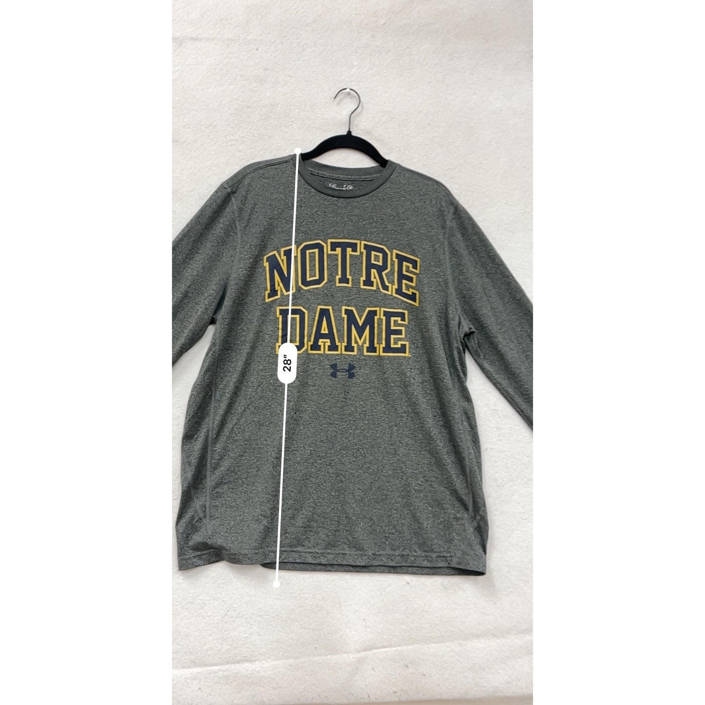 Under Armour Notre Dame Long-Sleeve Loose Fit Gray Shirt LG #8932