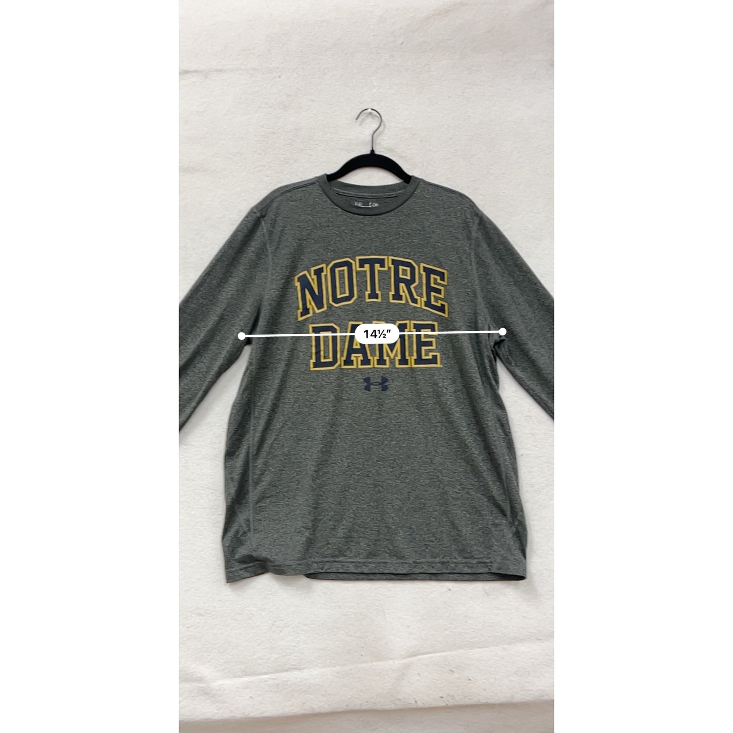 Under Armour Notre Dame Long-Sleeve Loose Fit Gray Shirt LG #8932