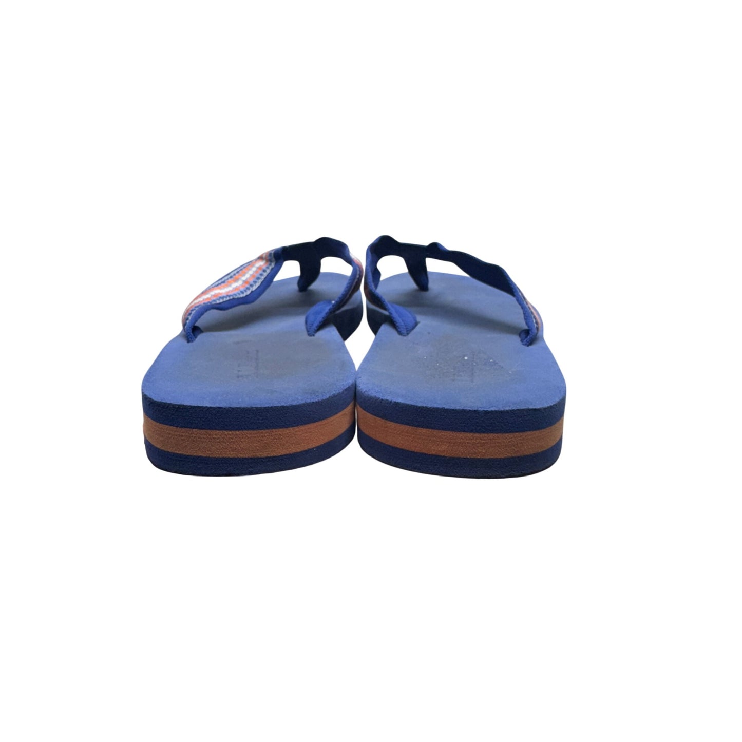 LL Bean Womens Blue Flip Flops With Striped Strap Rubber Sole Size 7 #405B