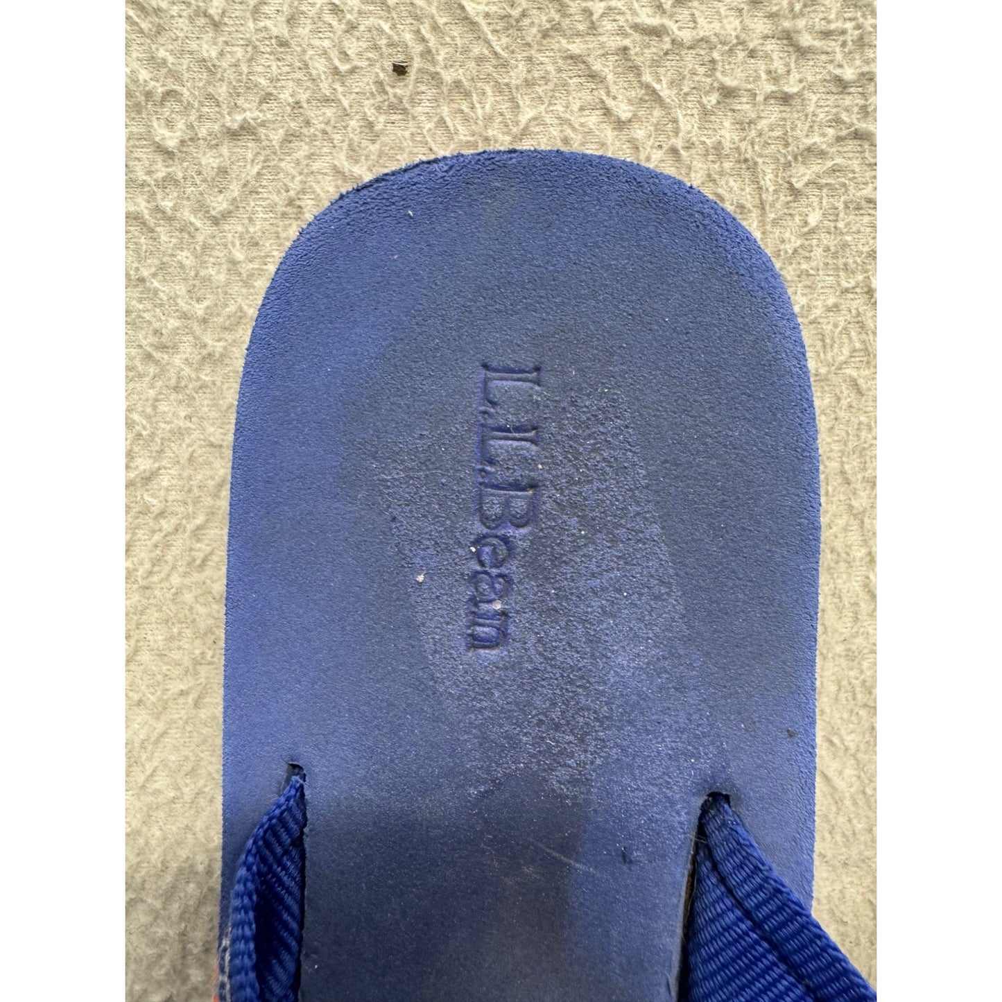 LL Bean Womens Blue Flip Flops With Striped Strap Rubber Sole Size 7 #405B