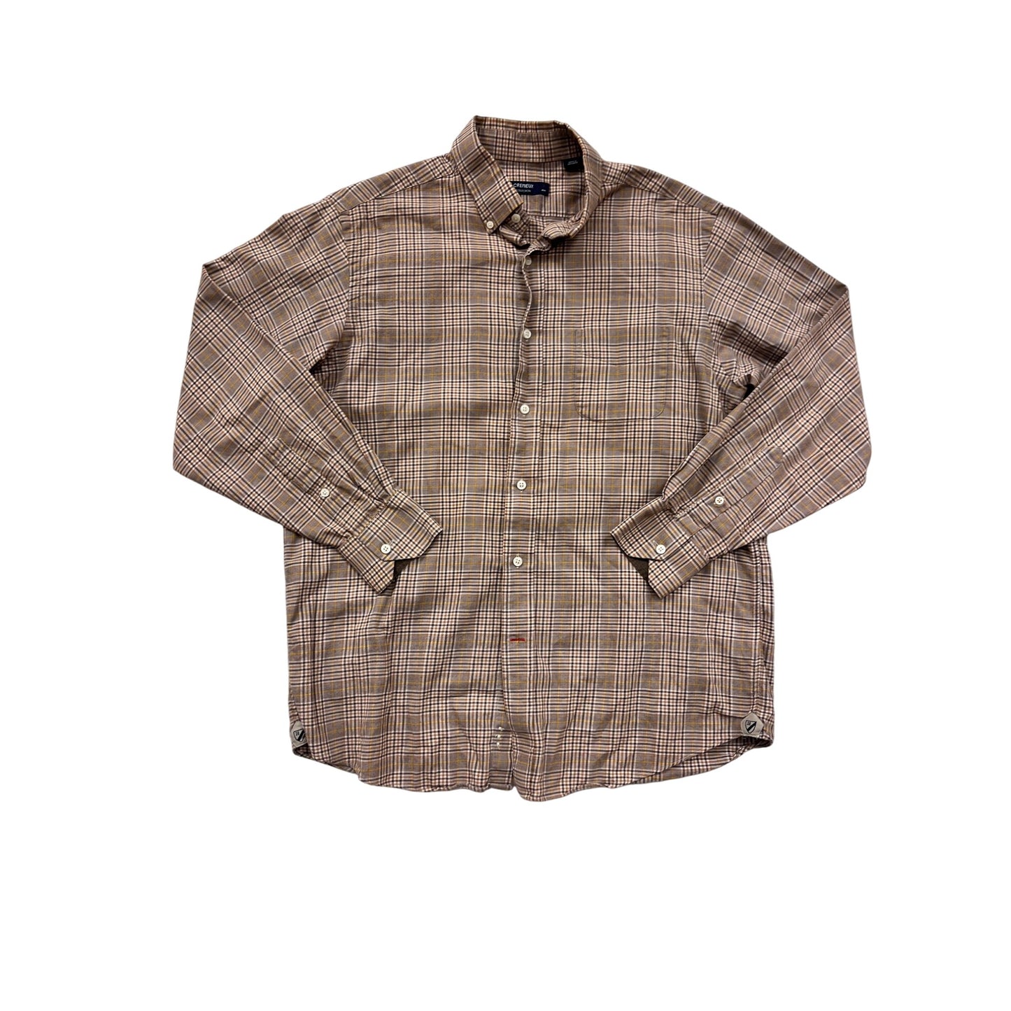 Cremeux Collection Brown Plaid Long Sleeve Button-Up Shirt Size L #8320