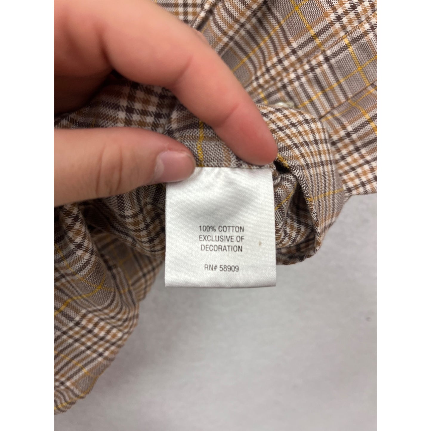 Cremeux Collection Brown Plaid Long Sleeve Button-Up Shirt Size L #8320