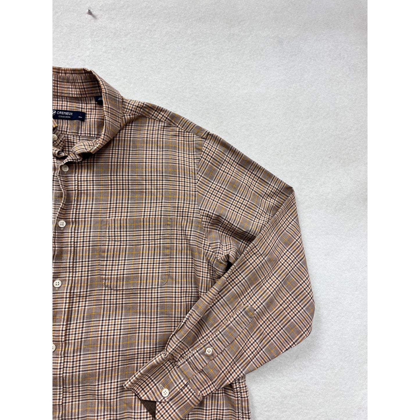 Cremeux Collection Brown Plaid Long Sleeve Button-Up Shirt Size L #8320