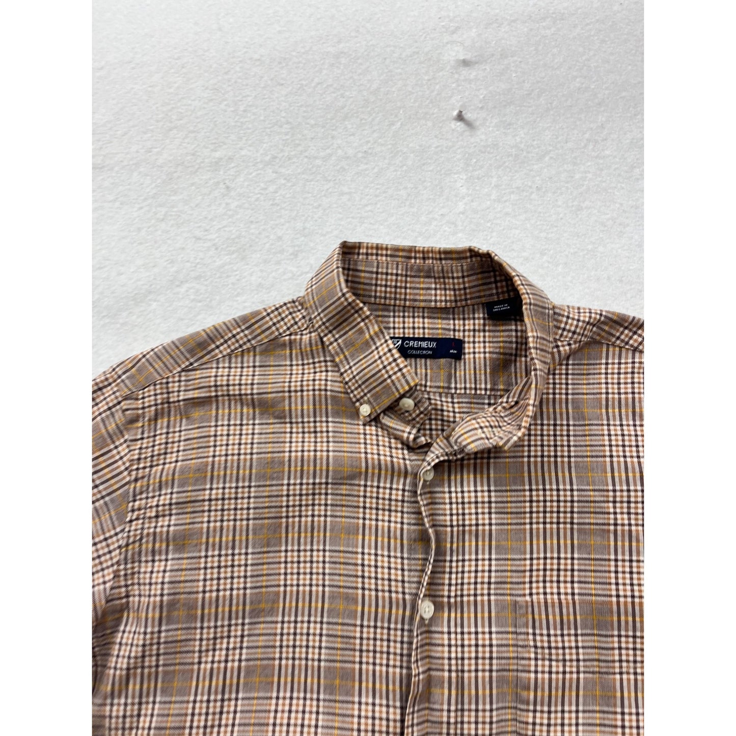 Cremeux Collection Brown Plaid Long Sleeve Button-Up Shirt Size L #8320