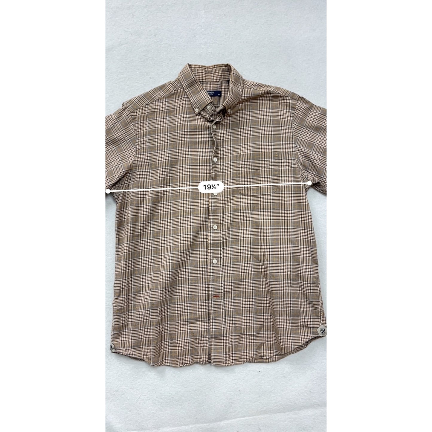Cremeux Collection Brown Plaid Long Sleeve Button-Up Shirt Size L #8320