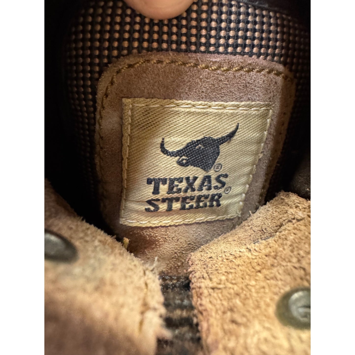 Steel Toe Brown Suede Work Boots With Rubber Soles & Lace-Up, Size 7.5 #9861