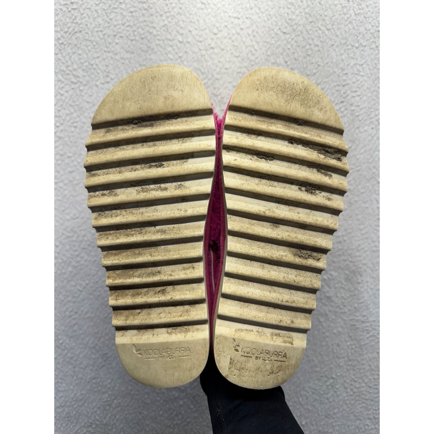 Koolaburra By UGG Pink Fluffy Slippers With Elastic Strap & Platform Sole  #9794