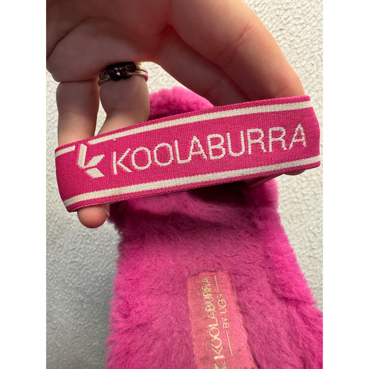 Koolaburra By UGG Pink Fluffy Slippers With Elastic Strap & Platform Sole  #9794