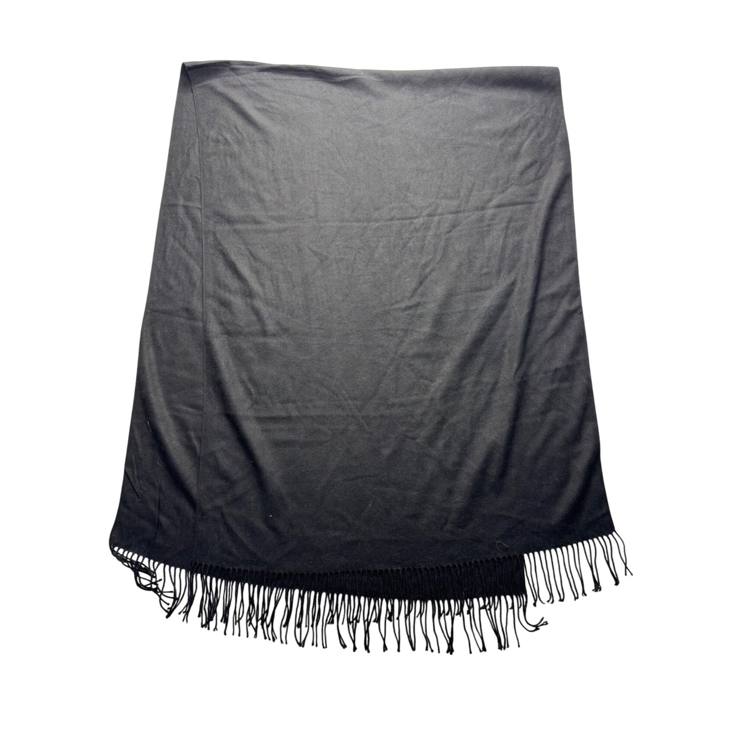Black Cashmere Scarf With Fringe Edges  #9514