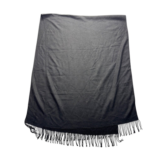 Black Cashmere Scarf With Fringe Edges  #9514