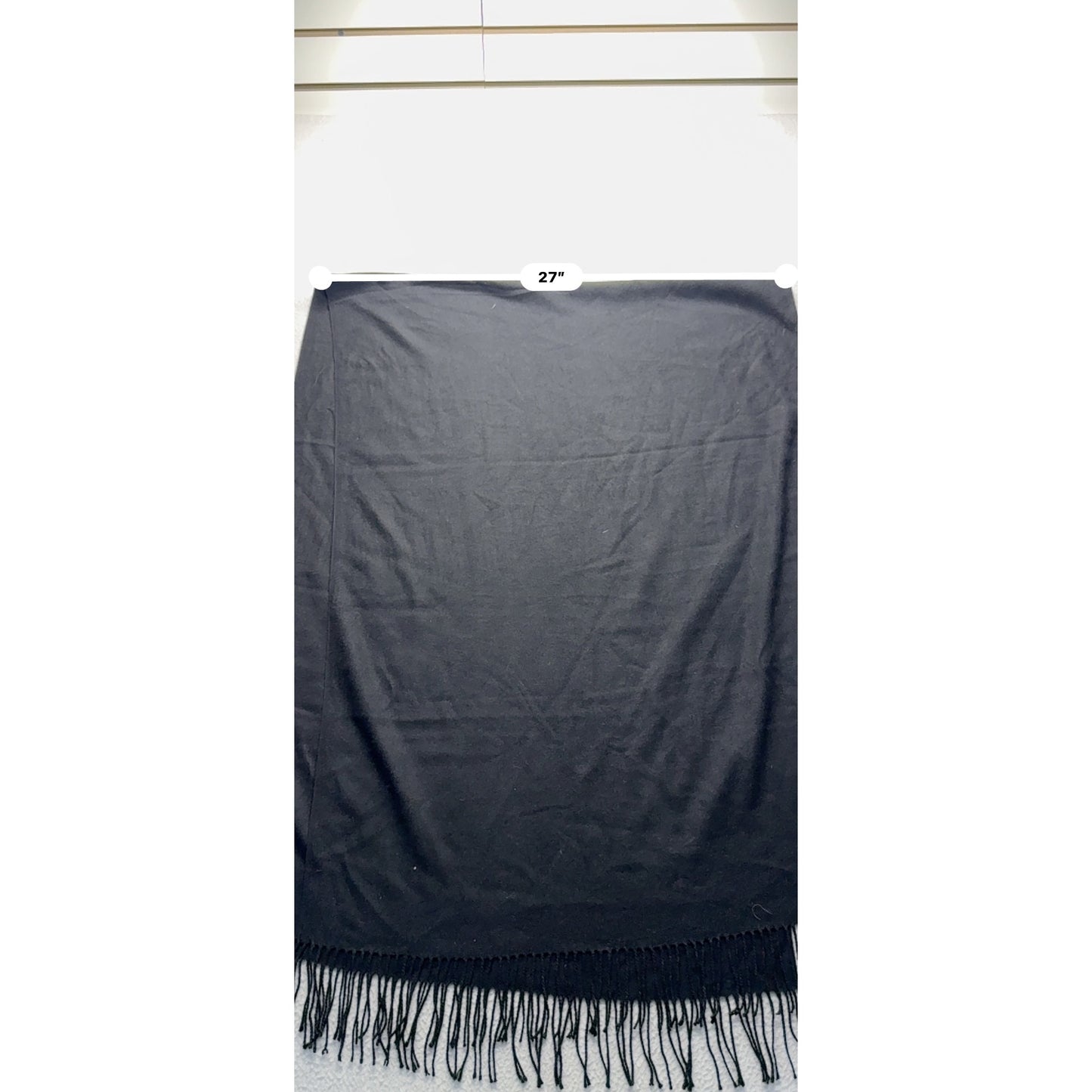 Black Cashmere Scarf With Fringe Edges  #9514