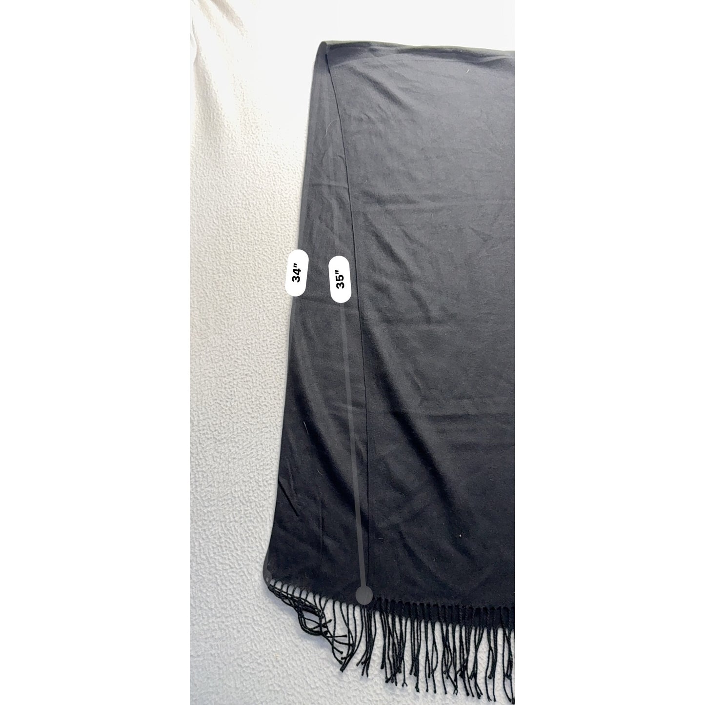Black Cashmere Scarf With Fringe Edges  #9514