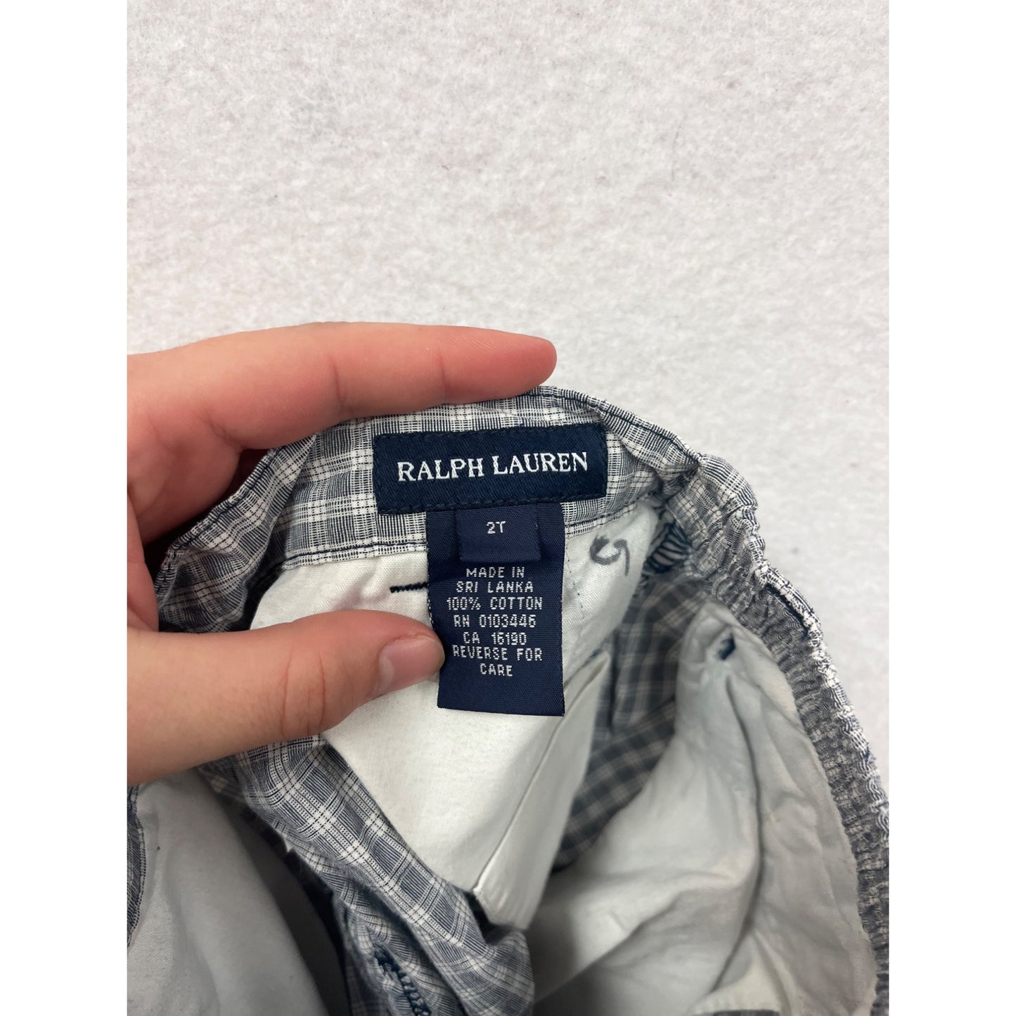 Ralph Lauren Boys Gray & White Plaid Shorts Size 2T #8185