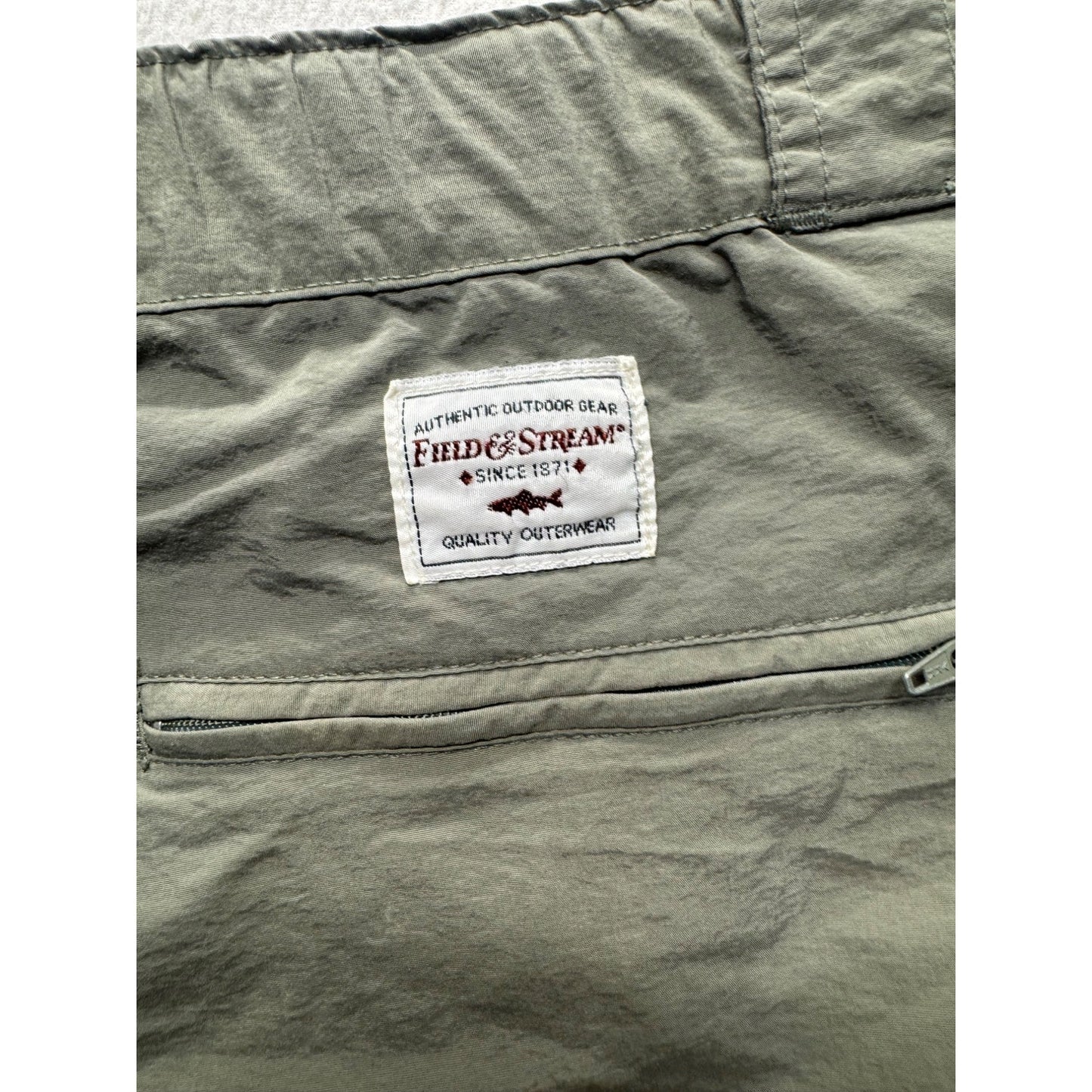 Field & Stream Outdoor Cargo Shorts Olive Green Nylon Hiking XL #9558