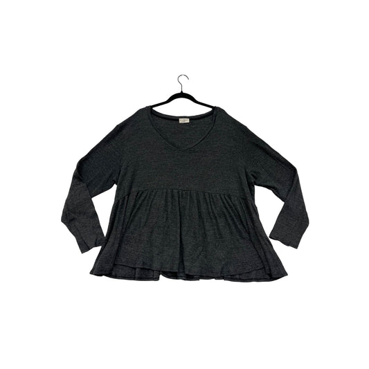 T.La Womens 3XL Charcoal Gray Long Sleeve Peplum Top #6749