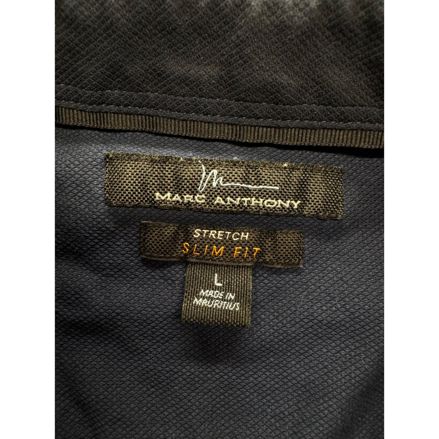 Marc Anthony Slim Fit Navy Stretch Button-Down Shirt L #9285