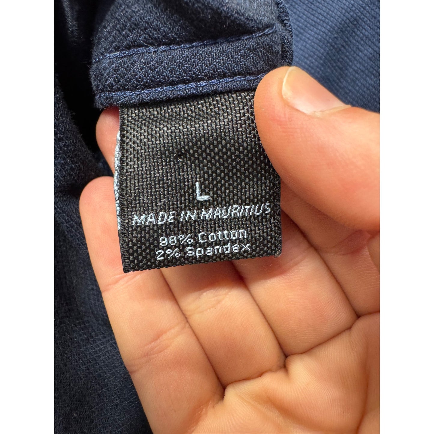 Marc Anthony Slim Fit Navy Stretch Button-Down Shirt L #9285