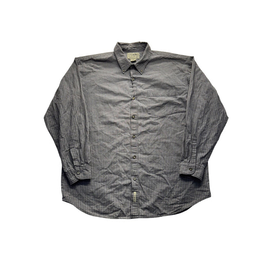 U.S. Expedition Mens XL Gray Plaid Long Sleeve Button-Down Shirt 100% #9542