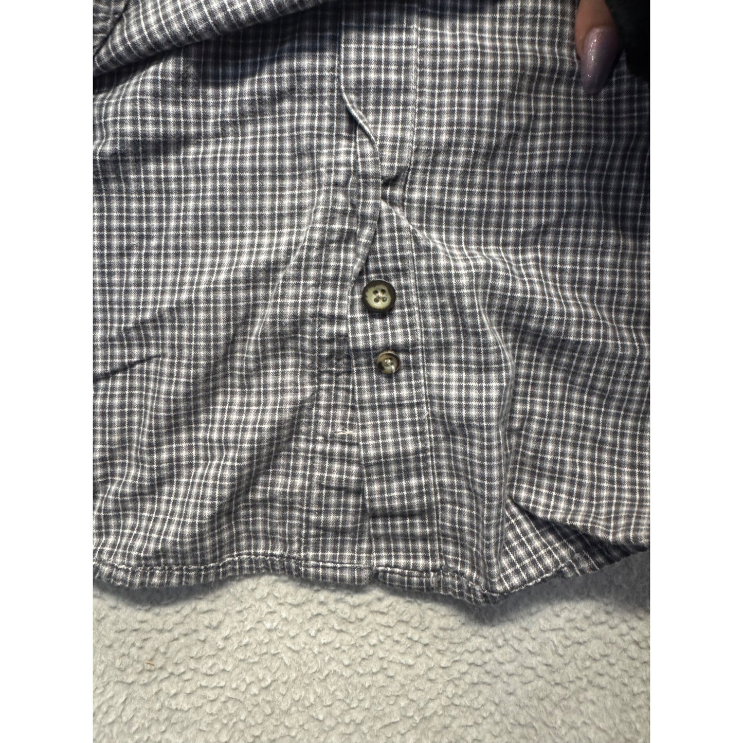 U.S. Expedition Mens XL Gray Plaid Long Sleeve Button-Down Shirt 100% #9542