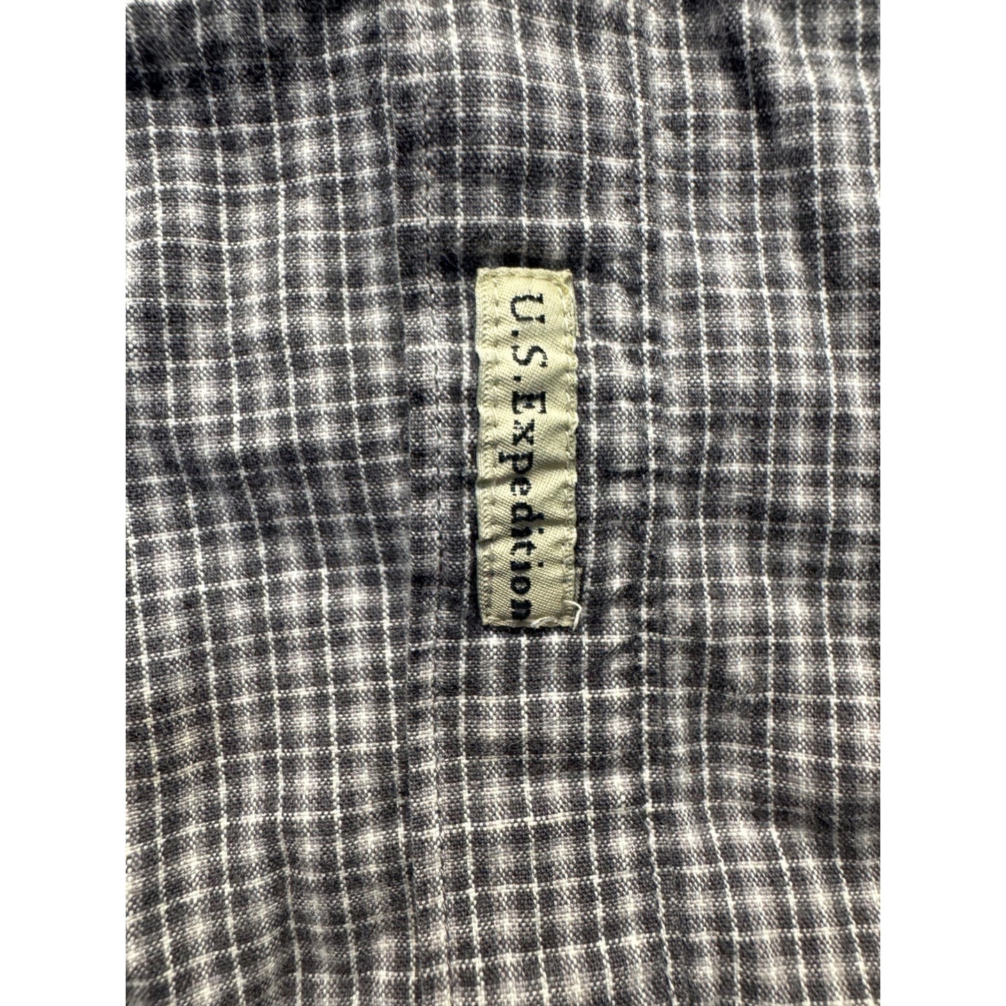U.S. Expedition Mens XL Gray Plaid Long Sleeve Button-Down Shirt 100% #9542