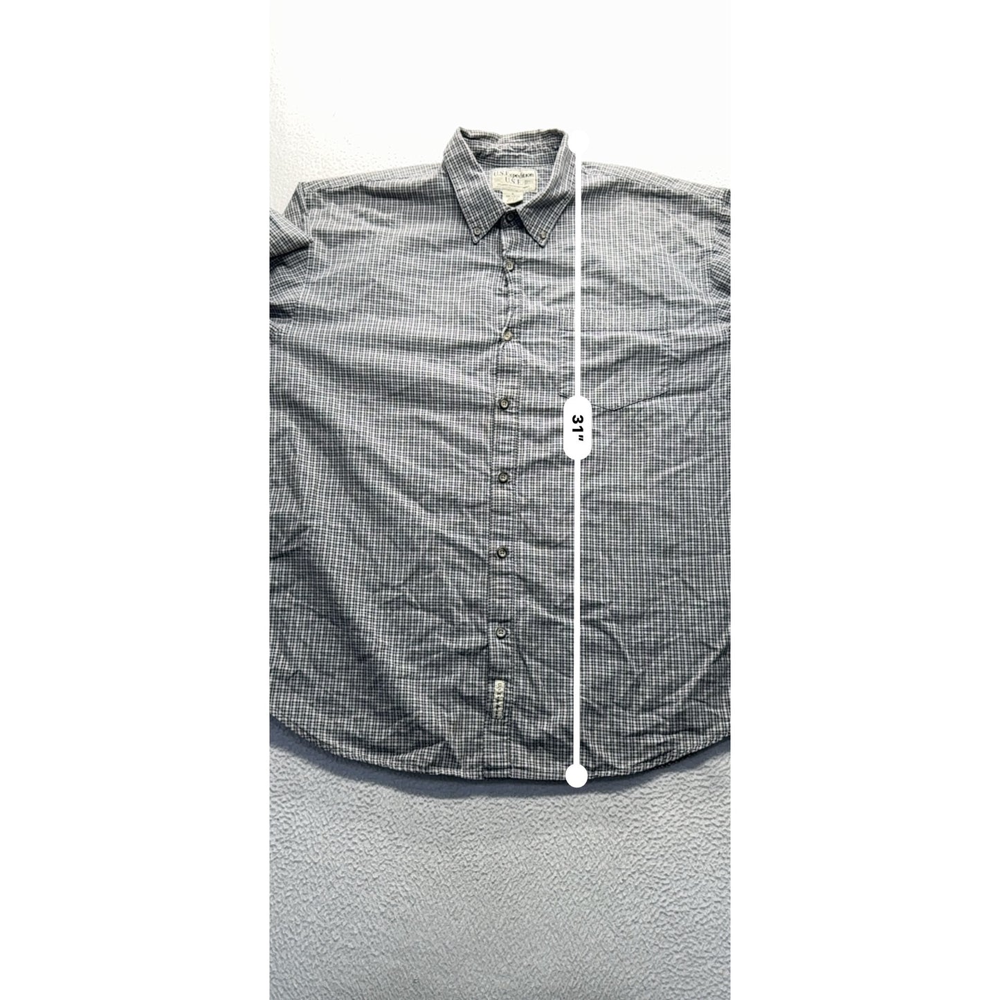 U.S. Expedition Mens XL Gray Plaid Long Sleeve Button-Down Shirt 100% #9542