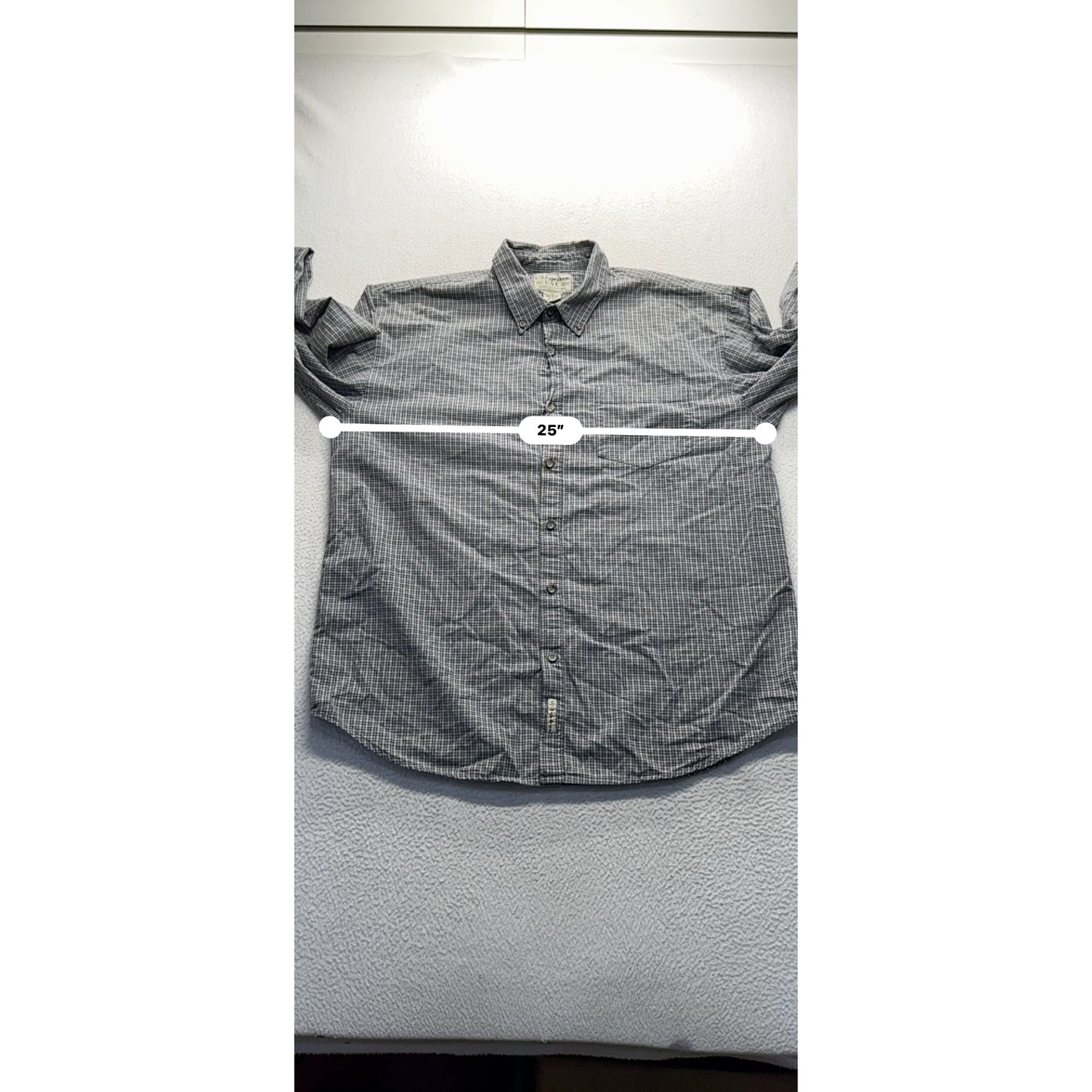 U.S. Expedition Mens XL Gray Plaid Long Sleeve Button-Down Shirt 100% #9542