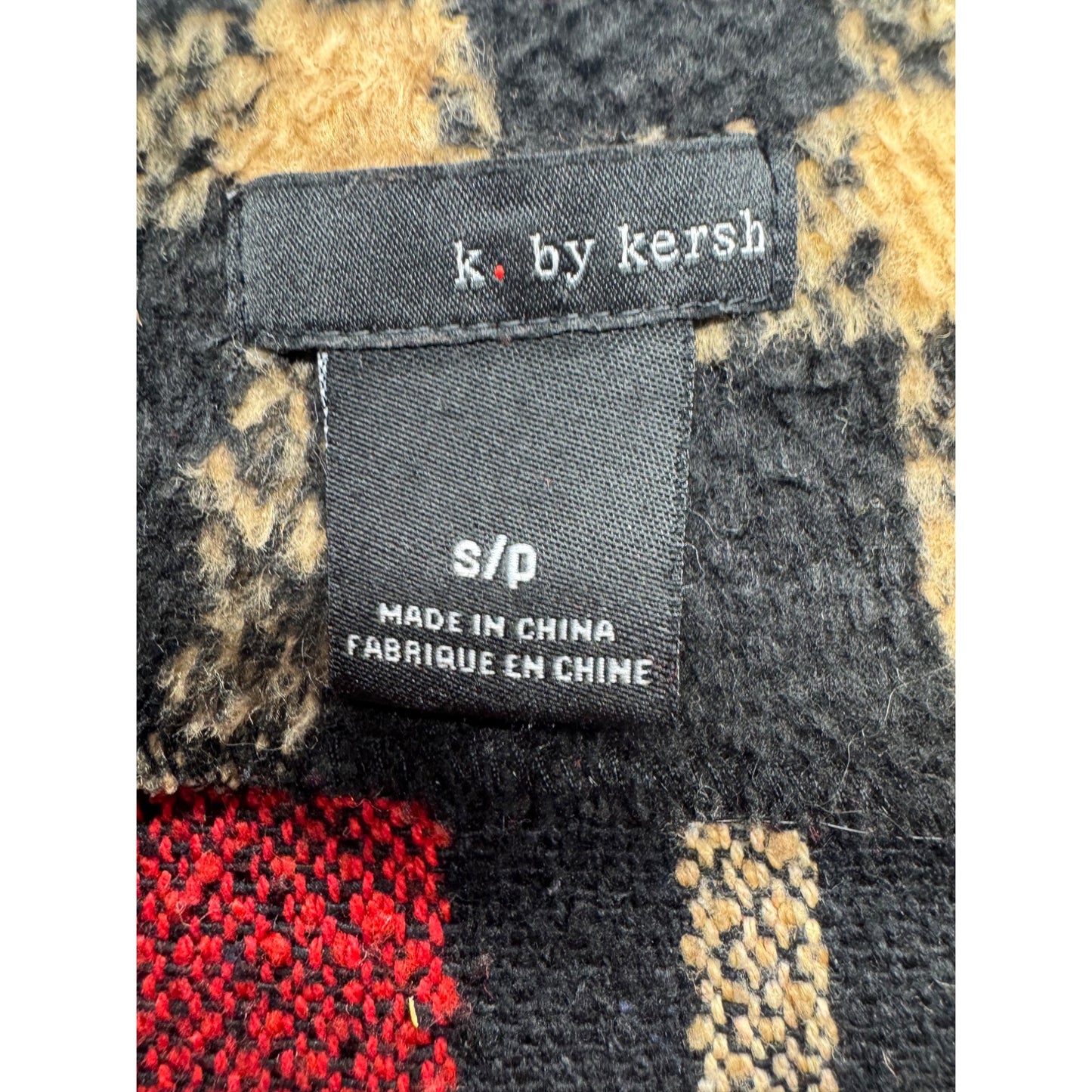 Classic Red & Black Plaid Wool Blend Coat By K. Kersh #9567