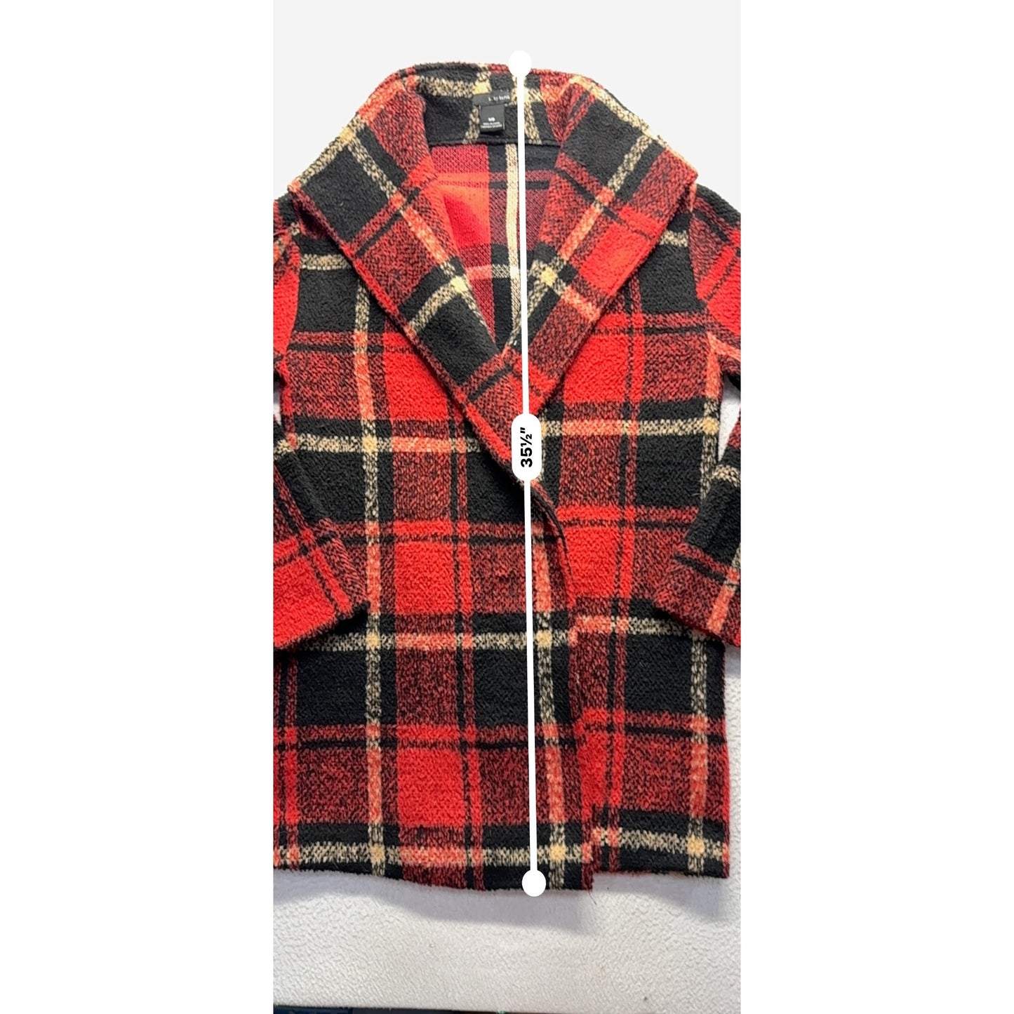 Classic Red & Black Plaid Wool Blend Coat By K. Kersh #9567