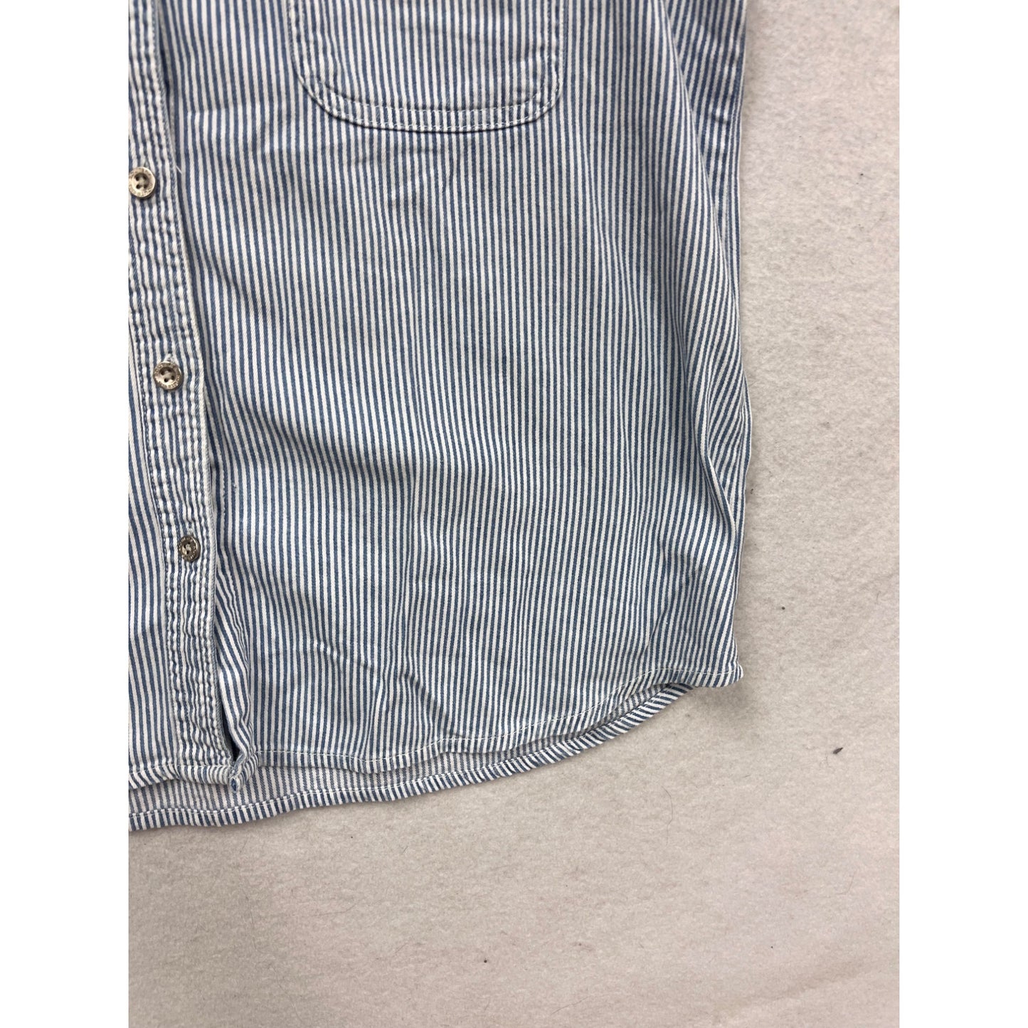 Route 66 Blue & White Striped Sleeveless Button-Up Shirt XL #660A