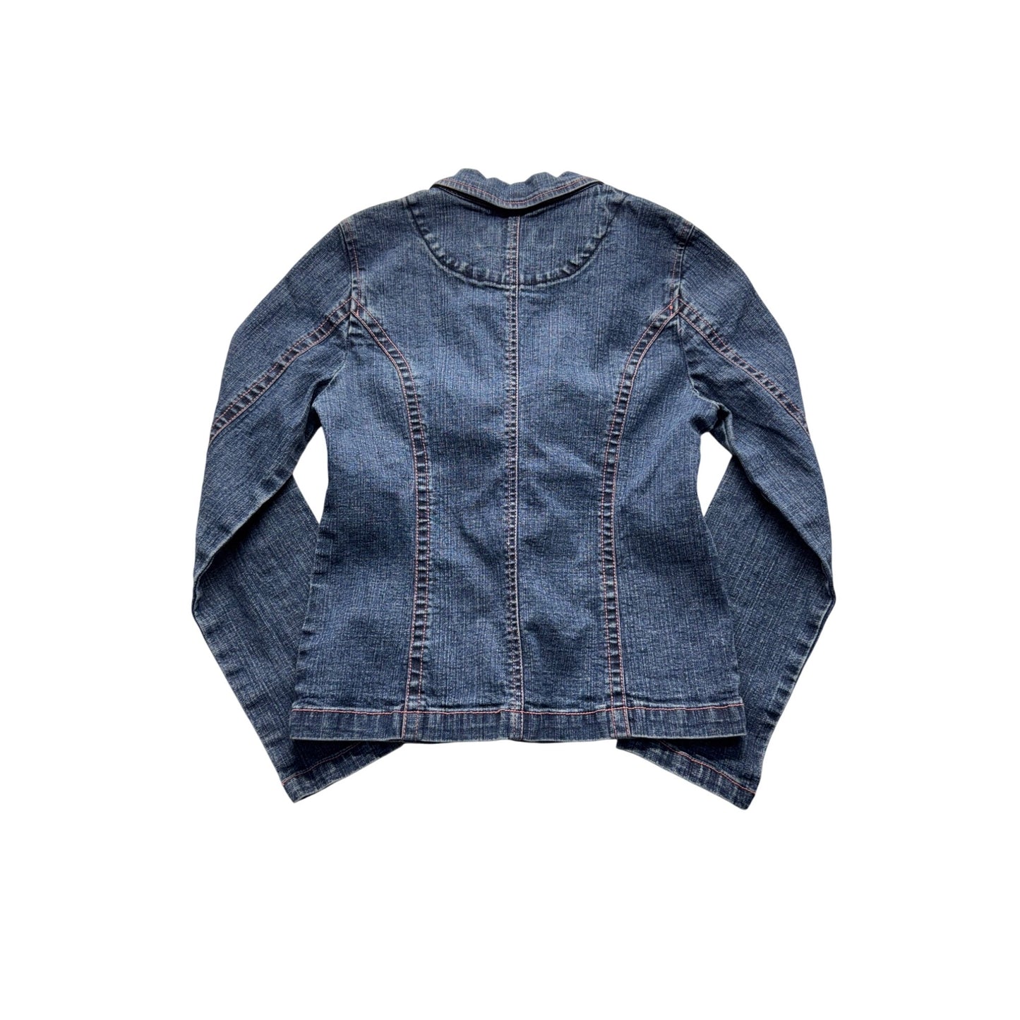 Bongo Girls Denim Blazer Jacket M Button Front Blue Long Sleeve #9027