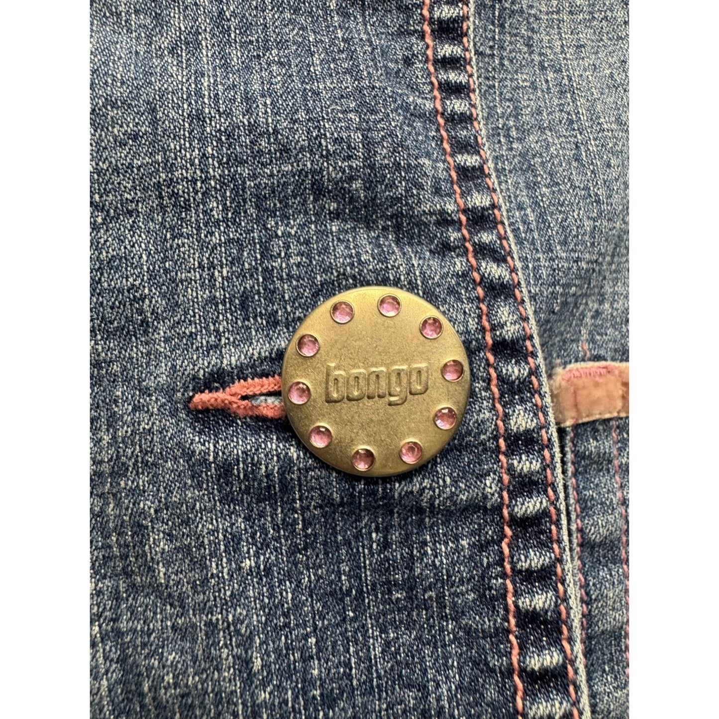 Bongo Girls Denim Blazer Jacket M Button Front Blue Long Sleeve #9027