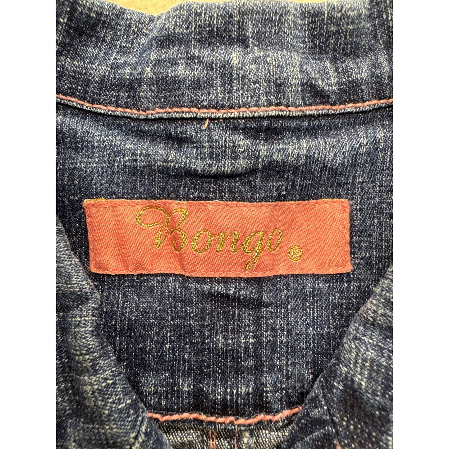 Bongo Girls Denim Blazer Jacket M Button Front Blue Long Sleeve #9027
