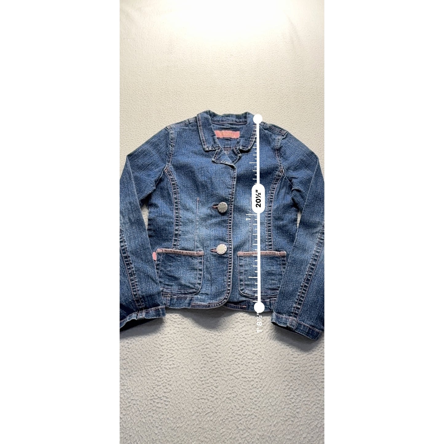 Bongo Girls Denim Blazer Jacket M Button Front Blue Long Sleeve #9027