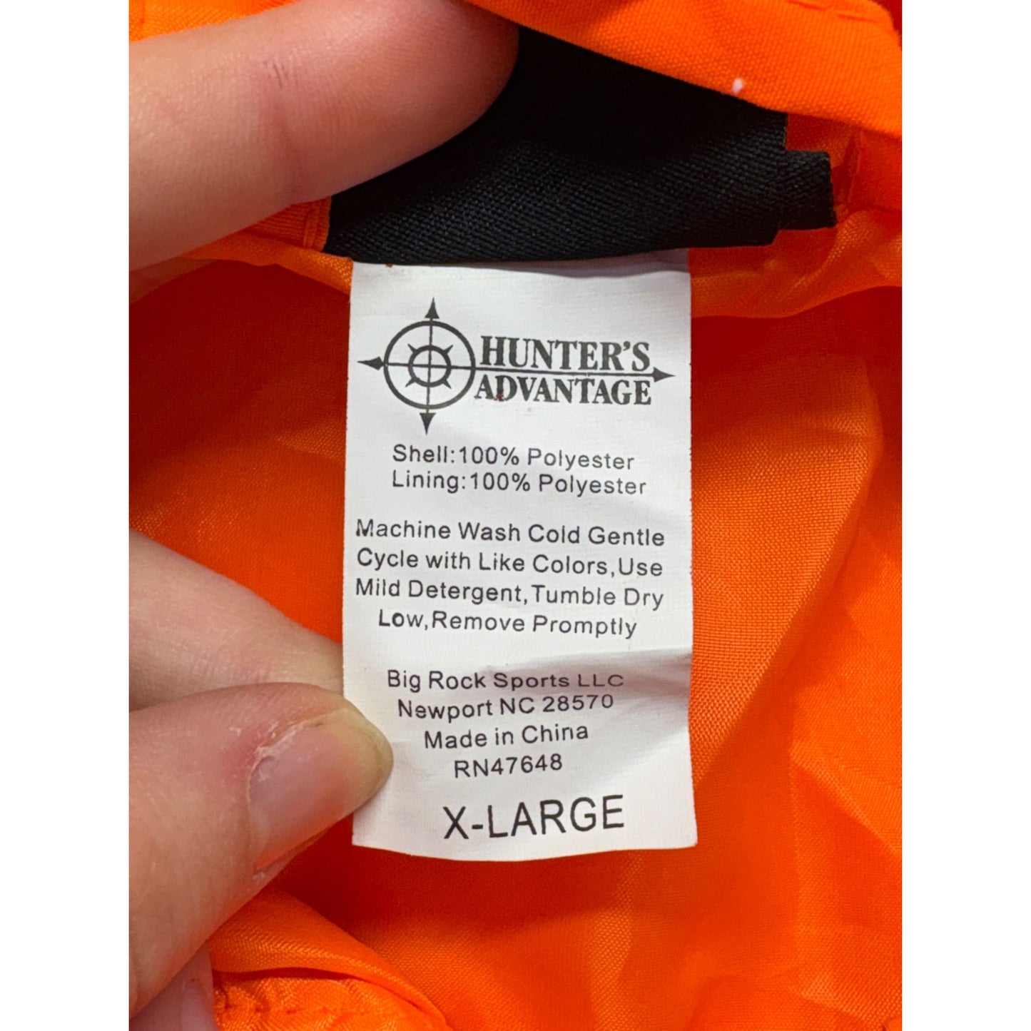 Hunters Advantage XL Bright Orange Hooded Windbreaker Jacket #7560