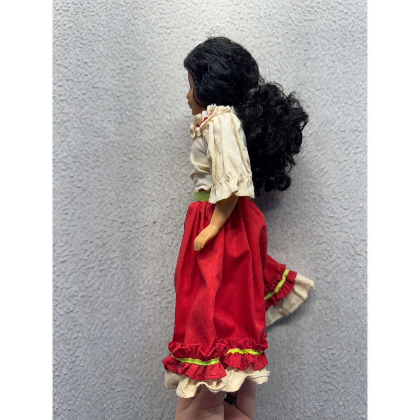 Vintage African American Doll With Black Curly Hair & Red Outfit #415B