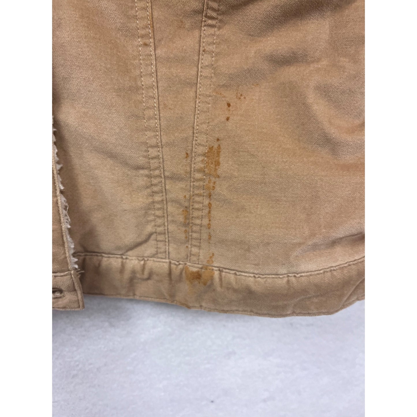 Eddie Bauer Tan Sherpa-Lined Cotton Blend Jacket Button-Up XL #87A