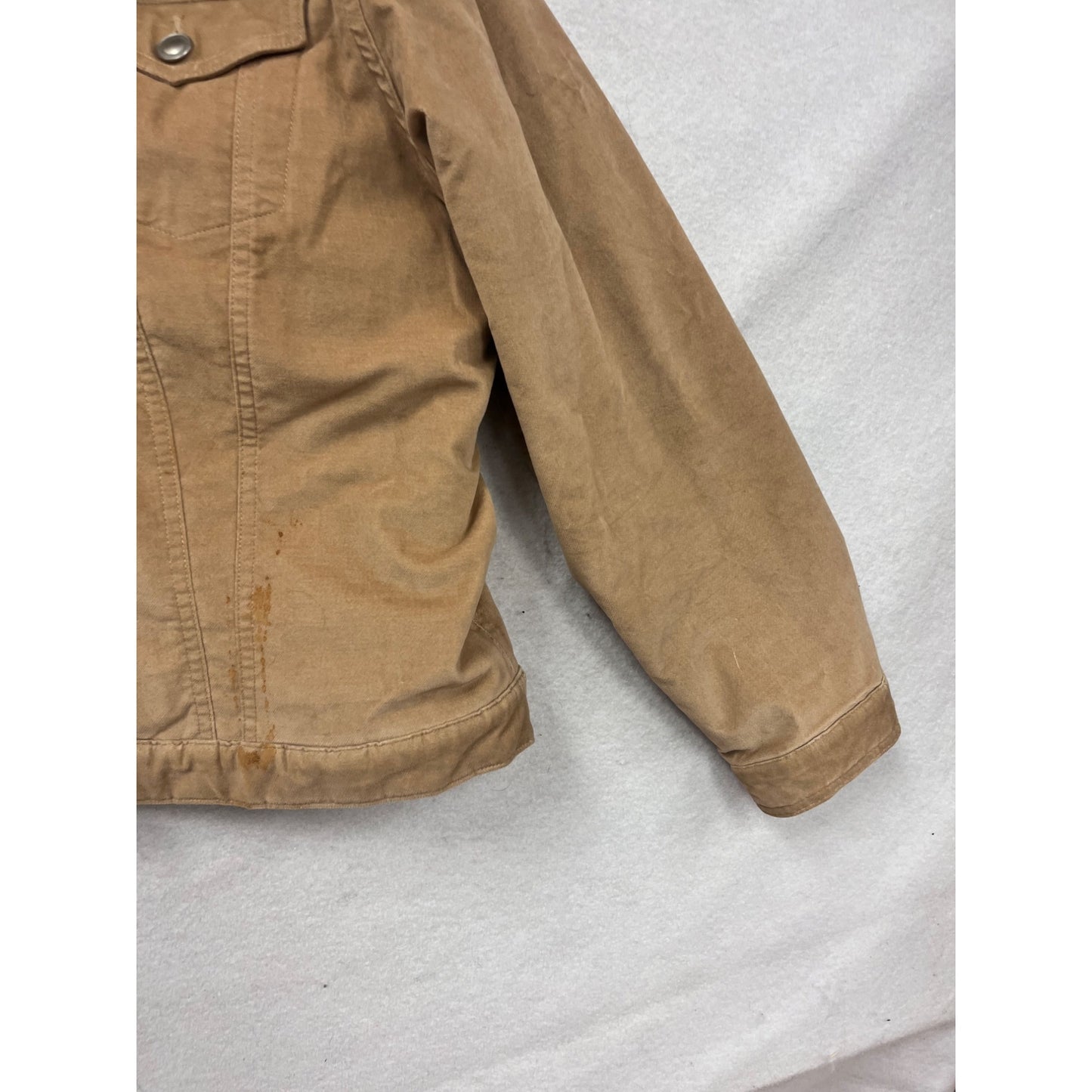 Eddie Bauer Tan Sherpa-Lined Cotton Blend Jacket Button-Up XL #87A