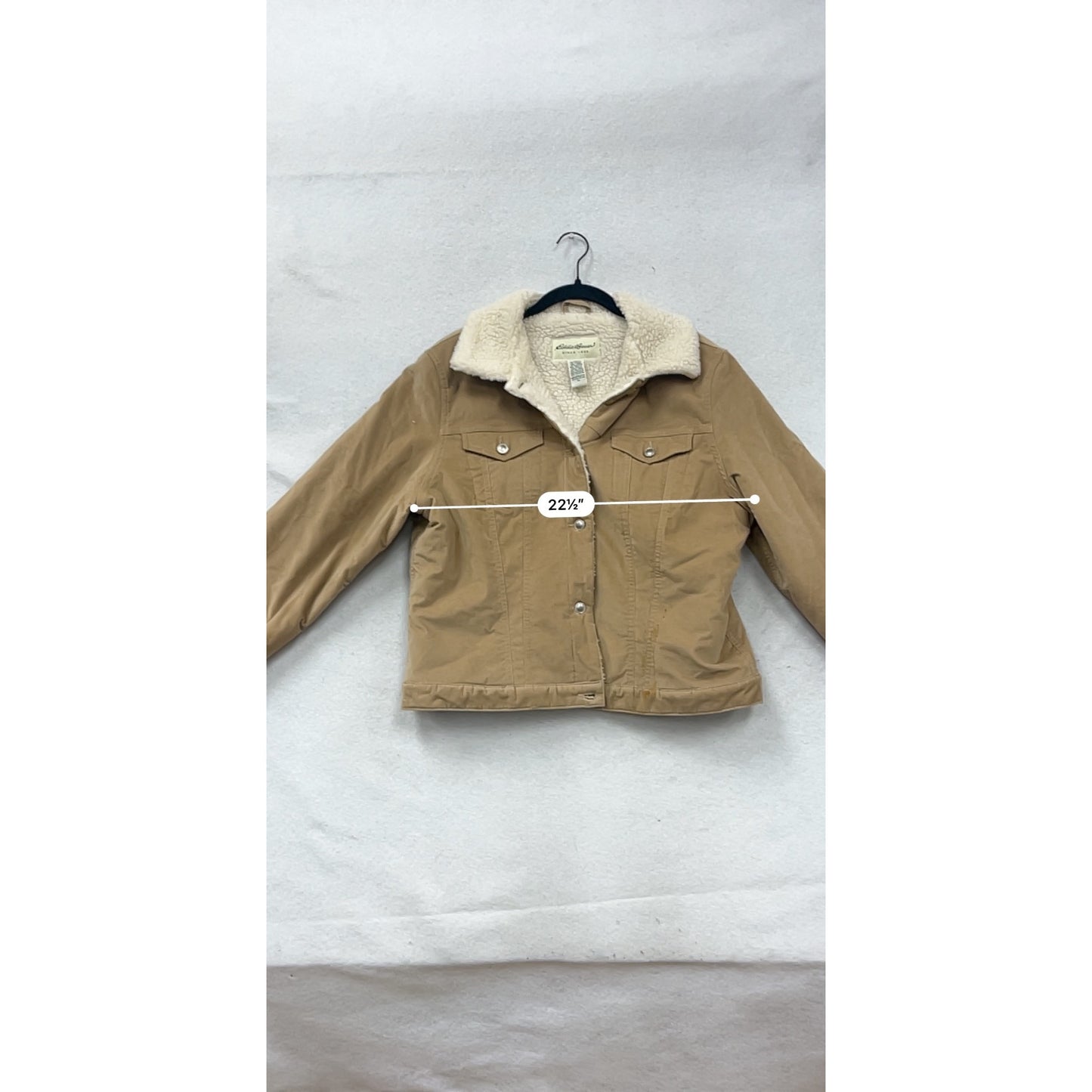 Eddie Bauer Tan Sherpa-Lined Cotton Blend Jacket Button-Up XL #87A
