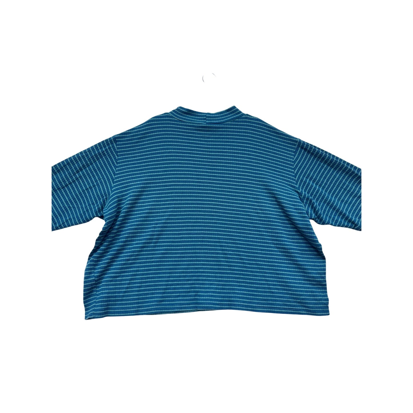 Plus Size 4X Blue & Green Striped Mock Neck Long Sleeve Sweater #159A